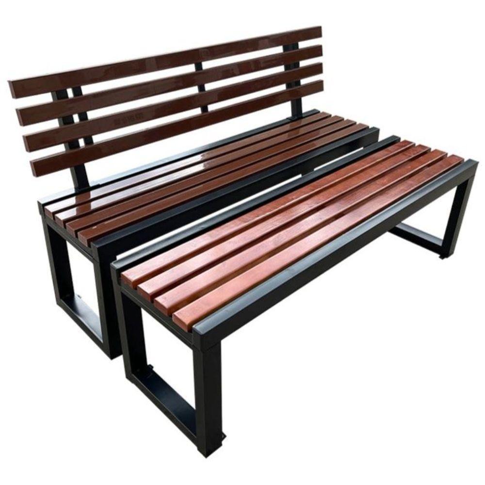 등받이 벤치 의자 야외 공원 나무 촬영 카페 100x40x45CM 브라운 방부목 - 상품 이미지