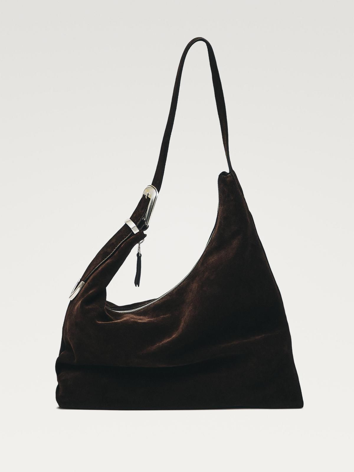 마시모두띠 스웨이드 레더 맥시 호보백 6909/635 BROWN - 메인 이미지