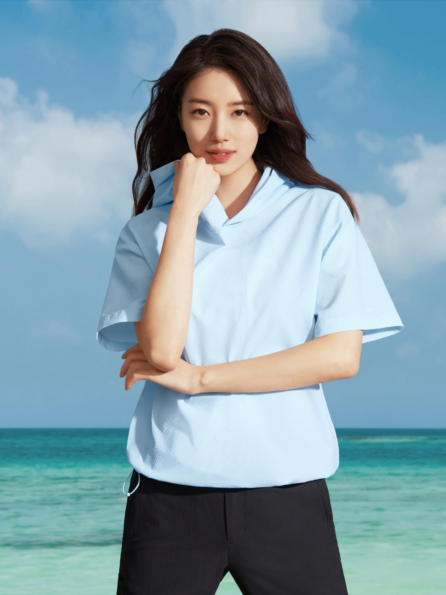 [본사직영] K2 여성 시원서커 DRY ICE 우븐 반팔 후디 W ICE LIGHT BLUE KWM252567I