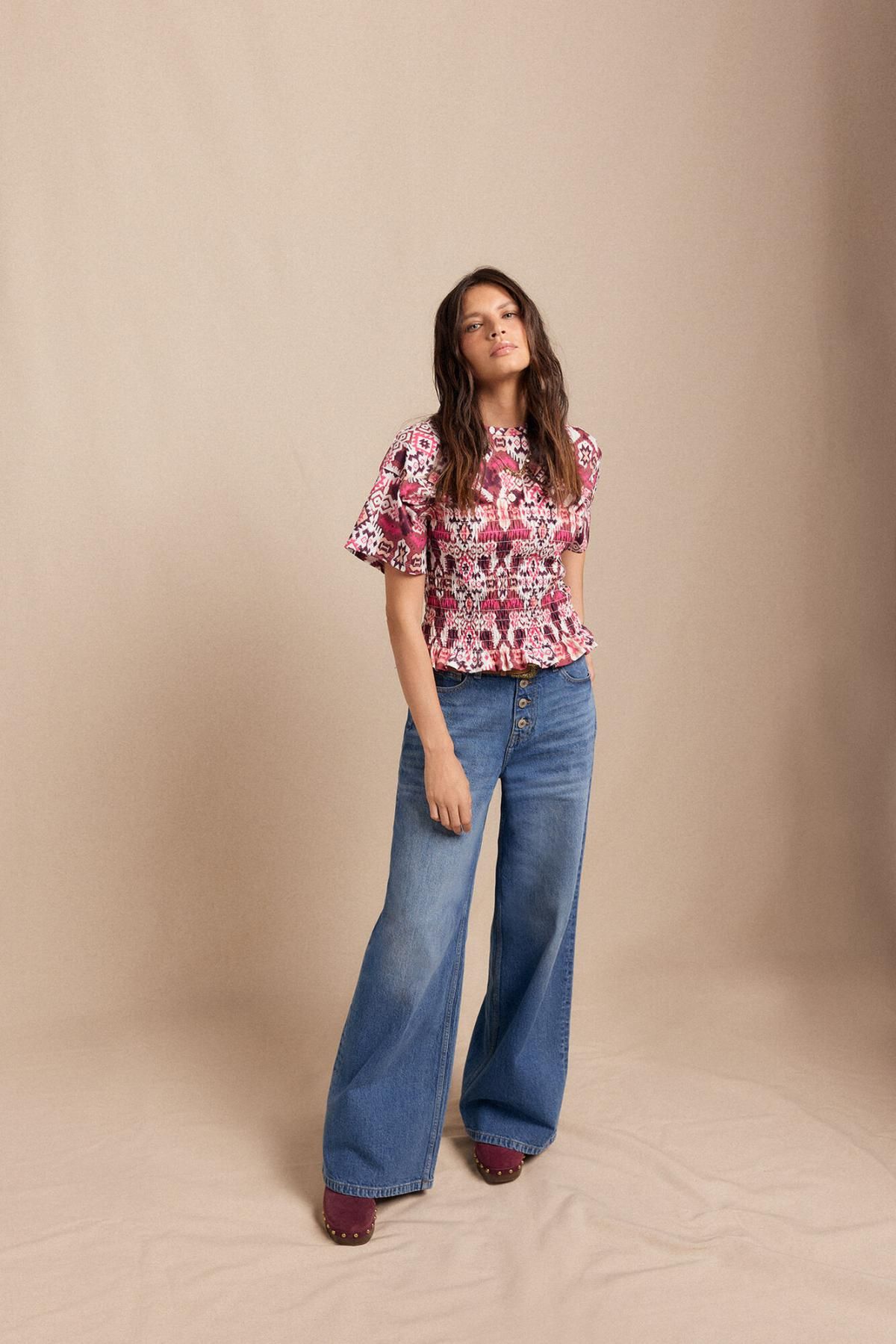 슬로우러브 크롭 핑크 패턴 허니콤 반팔 티셔츠 7092313 MULTICOLOR - 상세 이미지 3