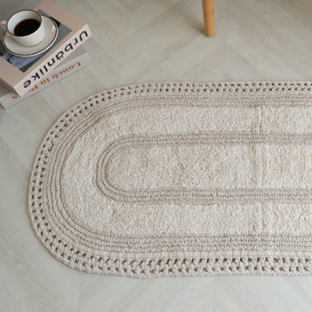 뜨개 라운드 타원형 소프트 주방매트 면 패브릭 발매트 침실 부엌 현관 욕실 주방 소품 러그