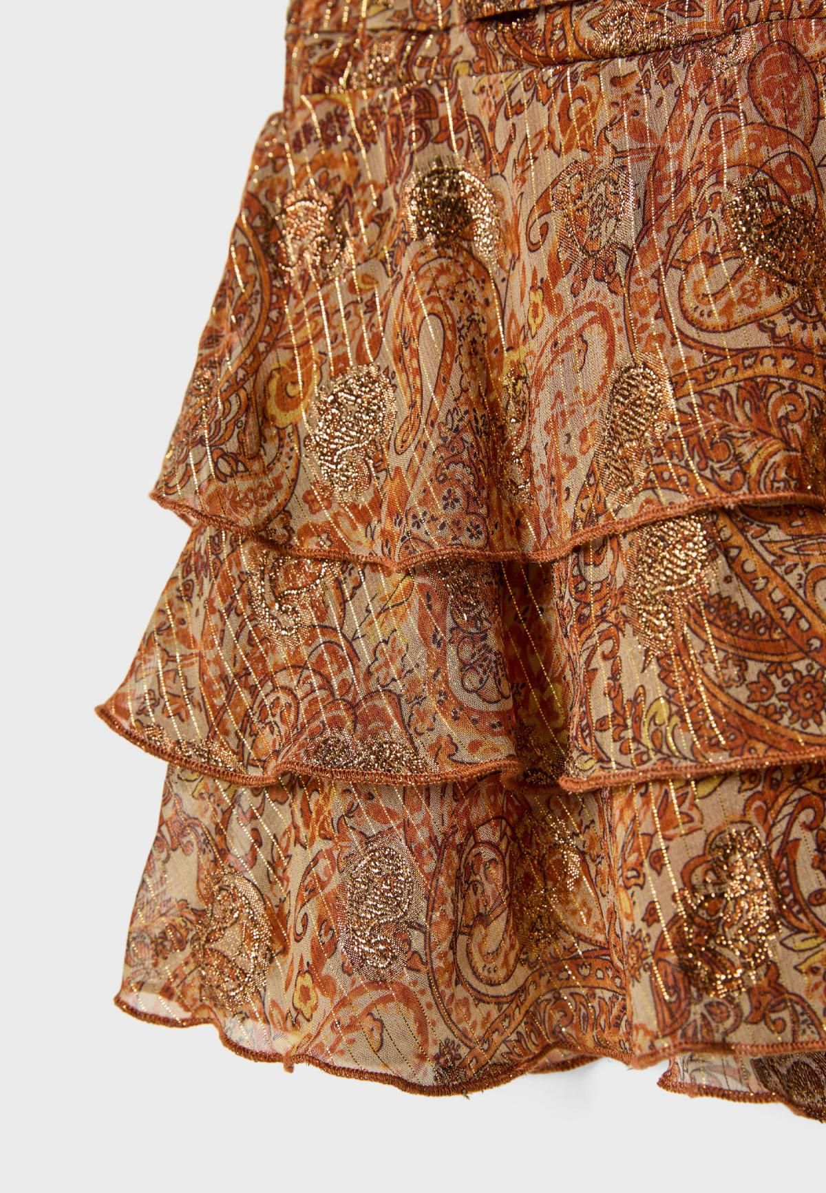 스트라디바리우스 메탈릭 프린트 러플 미니 스커트 팬츠 1277/318 BROWN - 상세 이미지 2