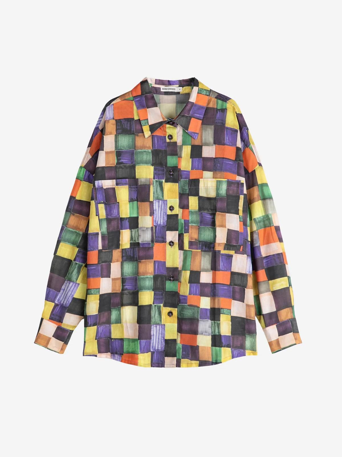 보보쇼즈 멀티컬러 레인보우 체크 패턴 릴렉스드 셔츠 B225AD026 ONE COLOR - 상품 이미지