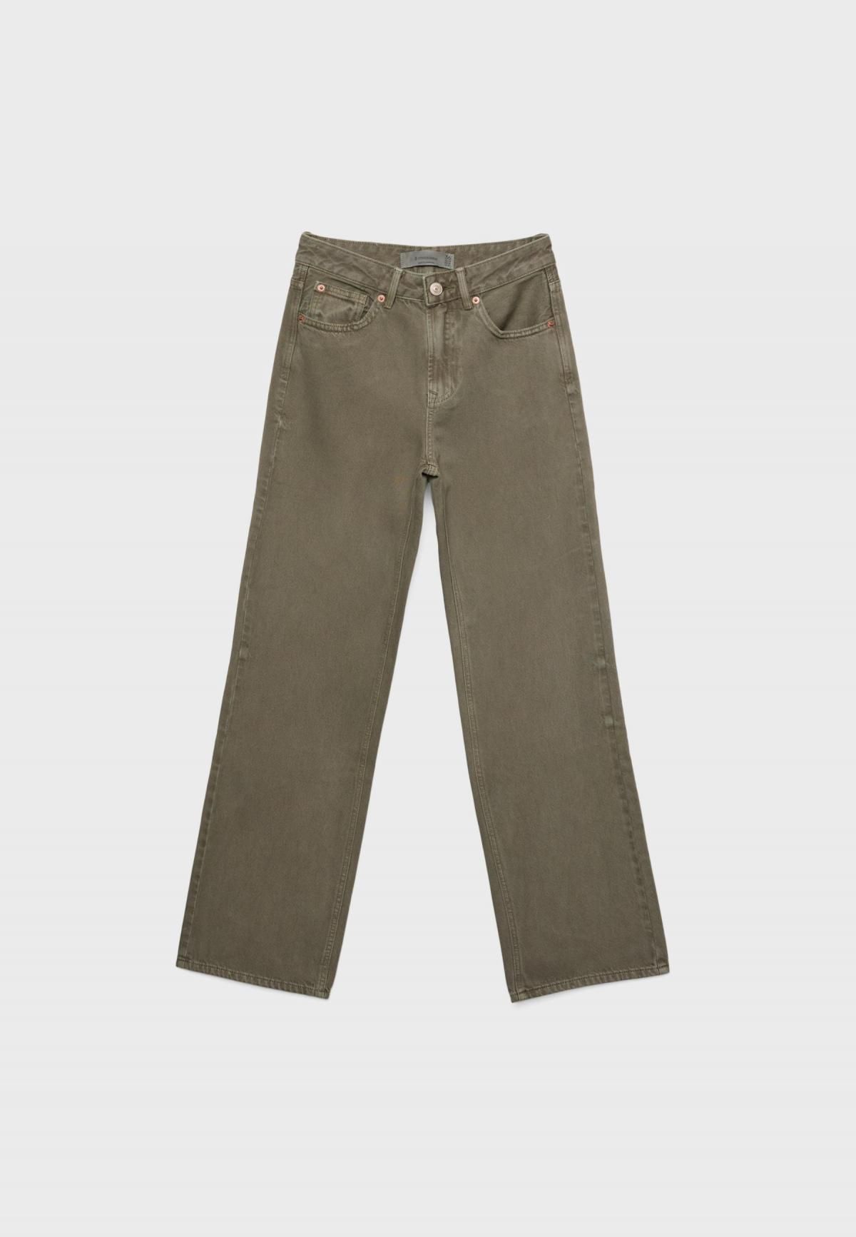 스트라디바리우스 하이웨이스트 데님 스트레이트 와이드 진 4891/820 KHAKI - 상세 이미지 2