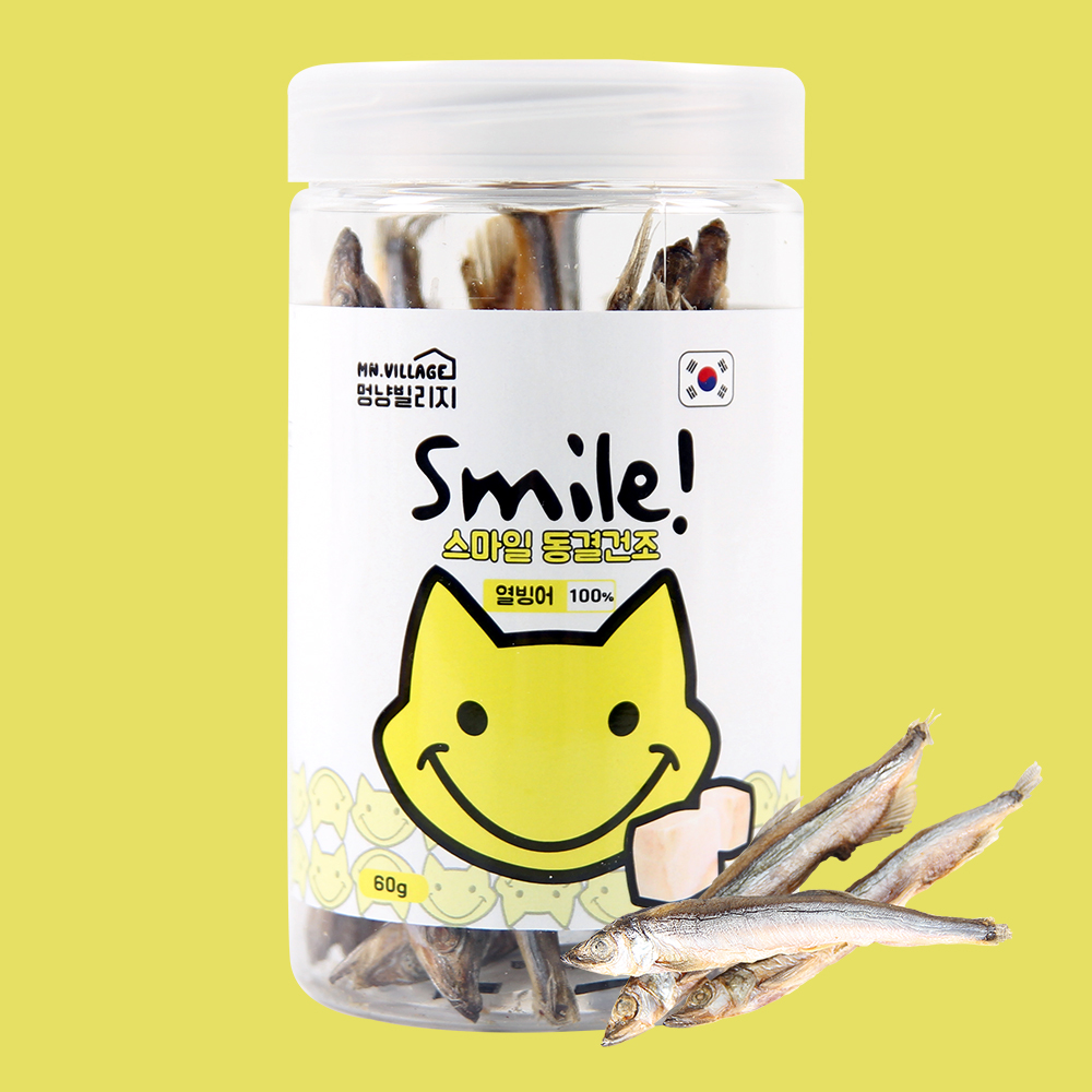 멍냥빌리지 스마일 강아지 동결건조 간식 트릿 강아지 열빙어, 60g, 1개 - 상품 이미지