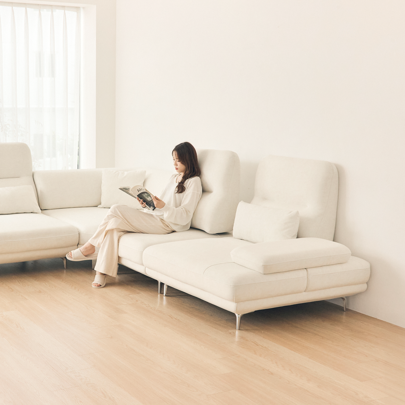 더뉴폼 엘나스 5인용 코너형 아쿠아텍스 이지클린 기능성 갤럭시 패브릭 스윙 소파