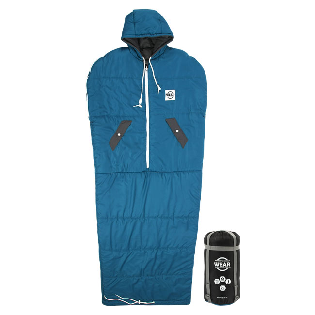 빈슨메시프 웨어 셀크백 입는 침낭 캠핑 사계절 백패킹 차박 경량 이불 1050g, 블루