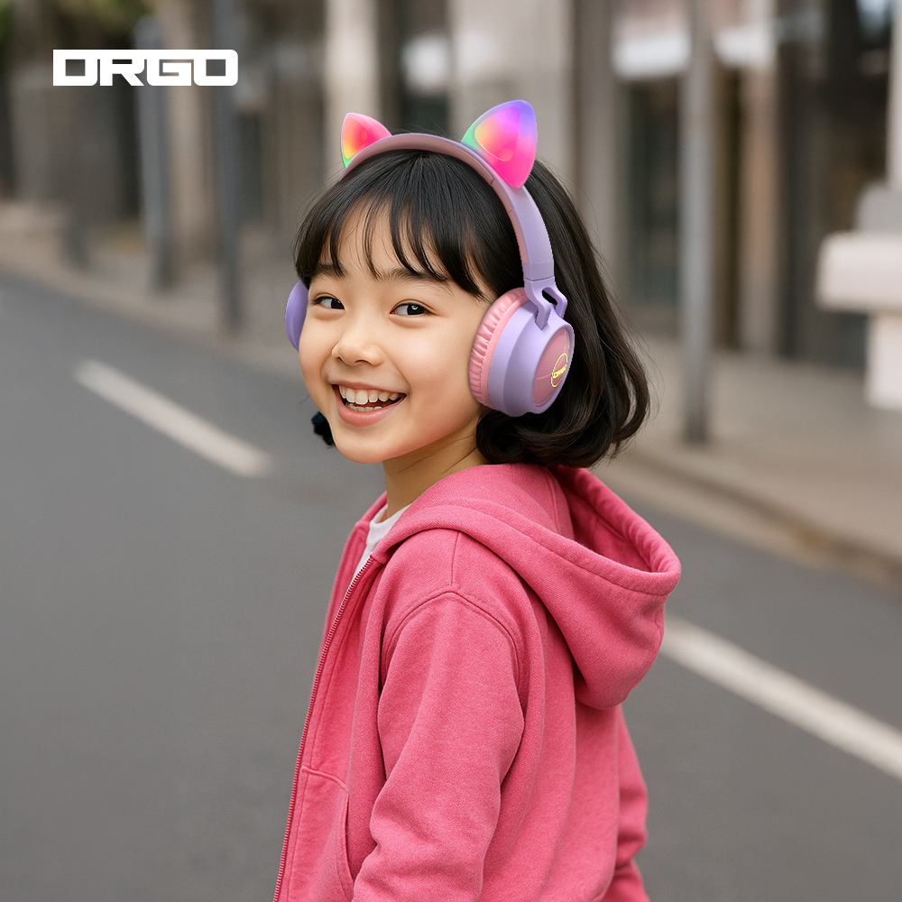 디알고 고양이귀 어린이 유아 청력보호 키즈 블루투스 헤드폰 BH028K 핑크