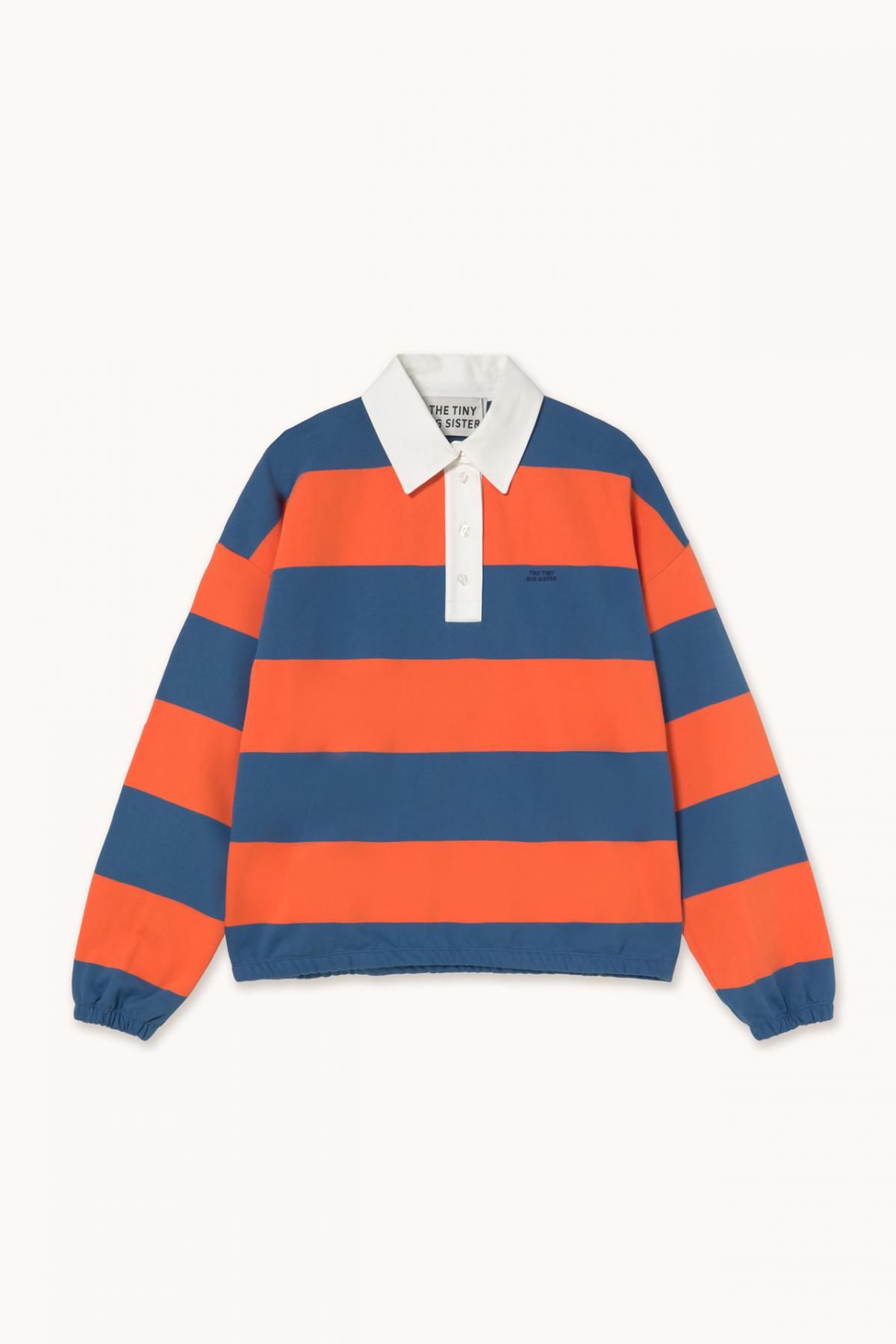 타이니코튼 네이비 오렌지 스트라이프 럭비 폴로 셔츠 AW25-778S43 AZUL MARINO CLARO / ROJO VERANO - 상품 이미지