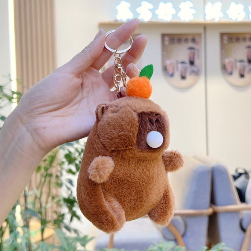 귀여운 카피바라 인형 키링 열쇠고리 굿즈 가방 꾸미기 백참 백꾸 장식 액세사리 키홀더 - 상품 이미지