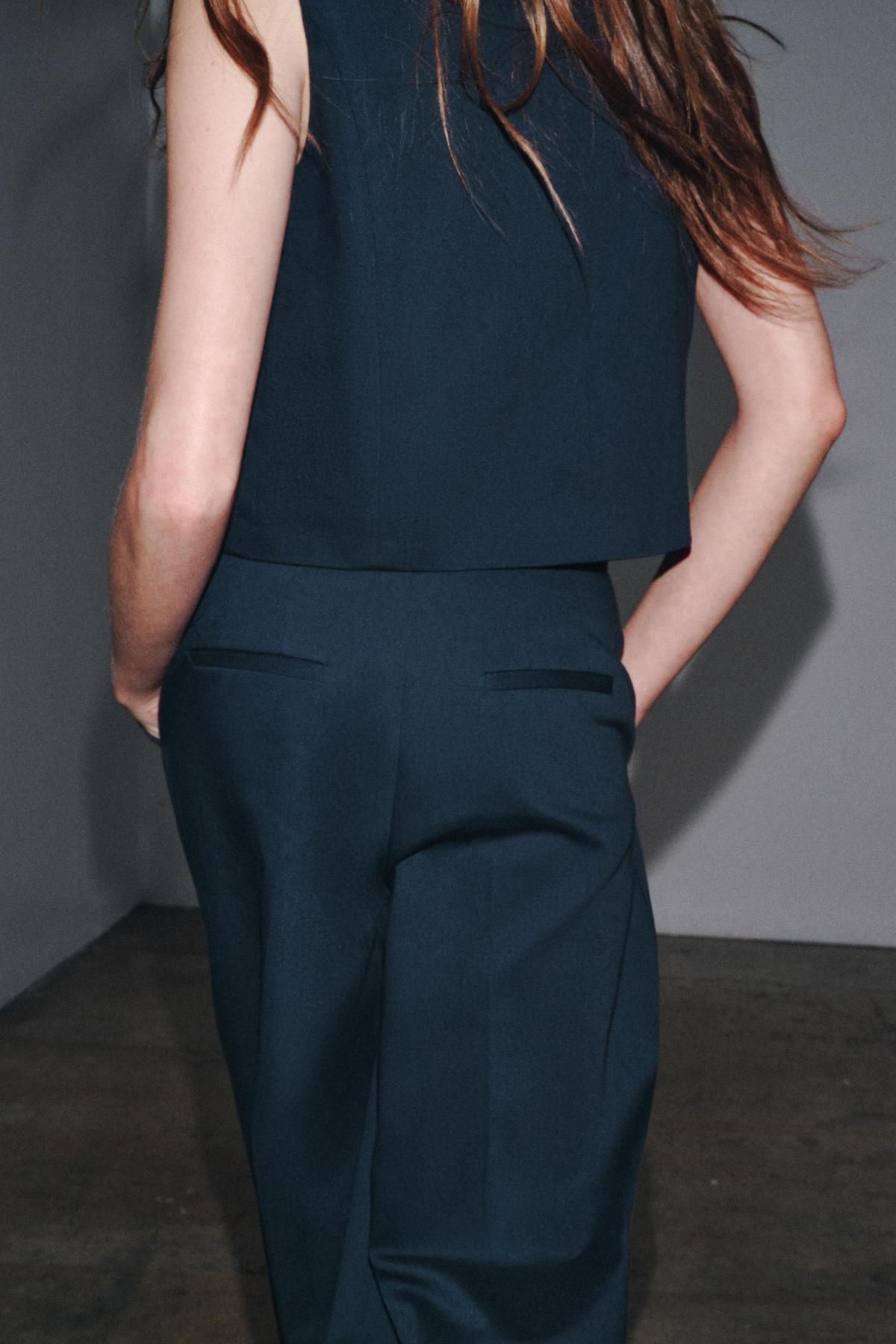 자라 테일러드 더블브레스트 베스트 7943/457 NAVY BLUE - 상세 이미지 4
