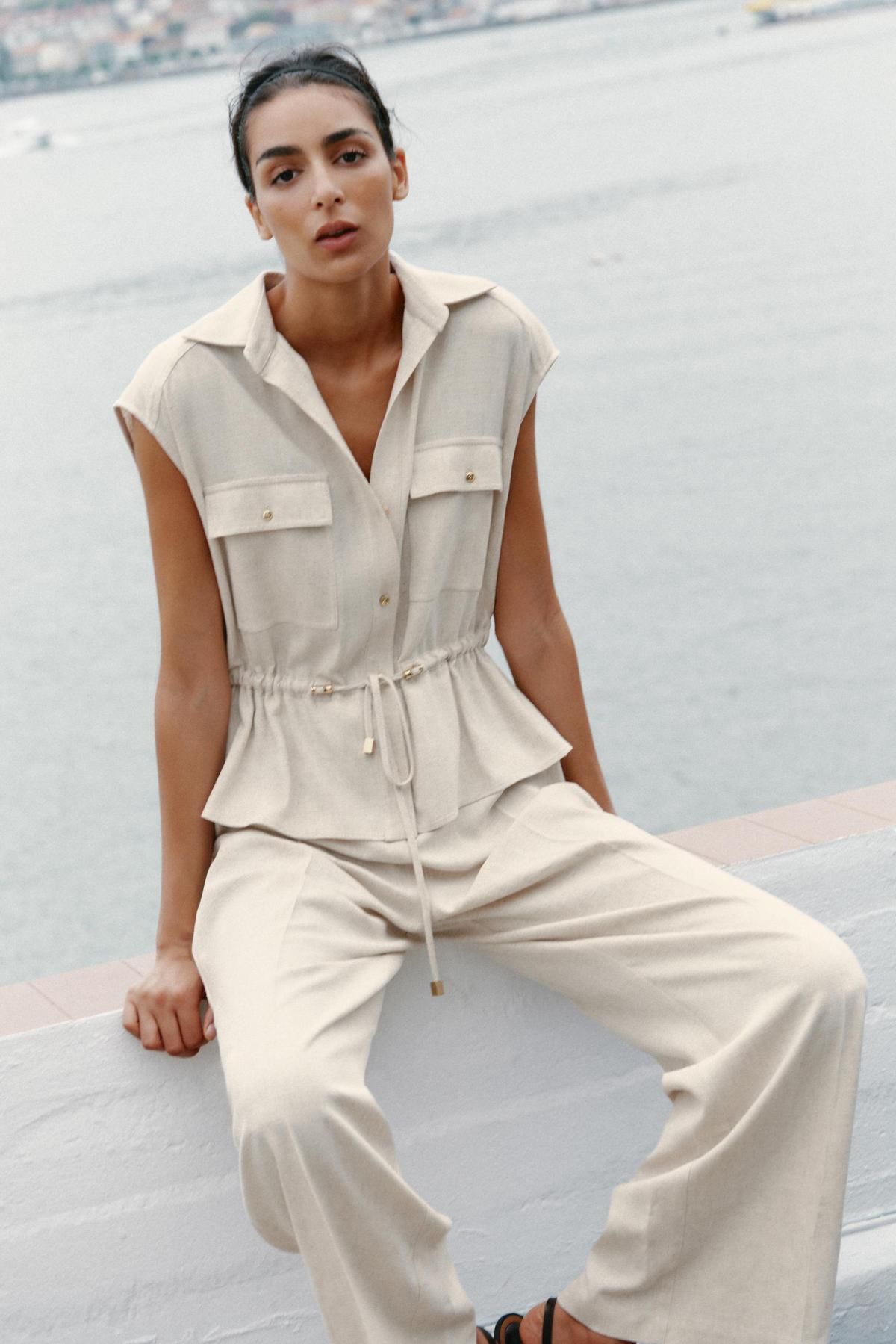 자라 린넨블렌드 와이드핏 점프수트 8345/746 LIGHT BEIGE - 상세 이미지 2