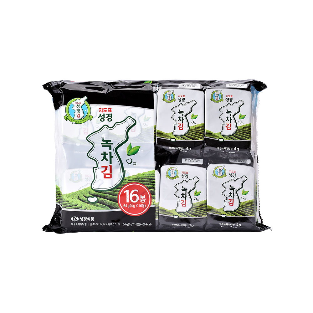 [성경김본사] 녹차 도시락김 4g 16개입, 1개 - 상품 이미지
