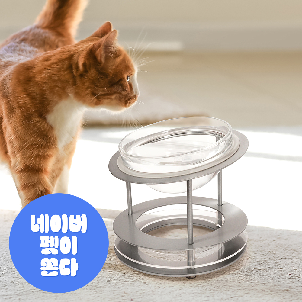 펫코본 고양이밥그릇 물그릇 강아지 1구 투명 유리 식기 수반