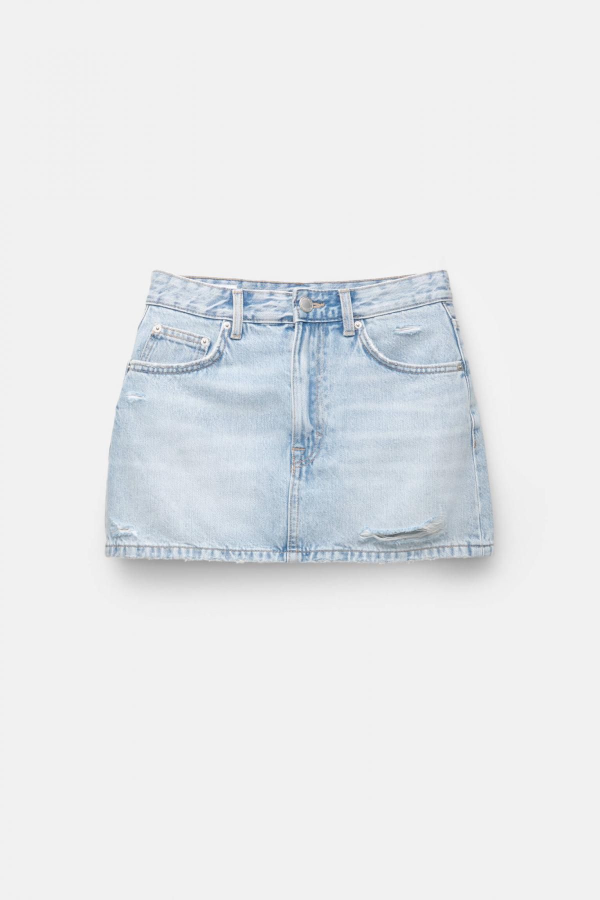 풀앤베어 트렌디 연청 데님 미니 스커트 7400/307 PALE BLUE - 메인 이미지