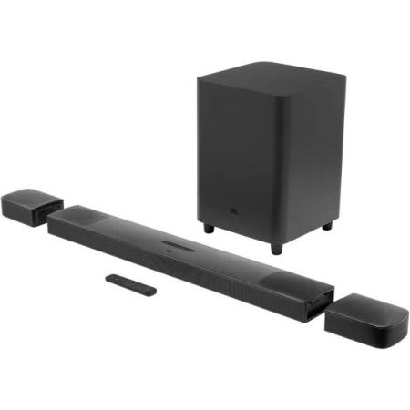 [해외]무선 탈착식 후면 스피커가 있는 JBL Bar 9.1채널 3D 서라운드 사운드바 - 5.1.4채널, 블루투스, 에어플레이 2, 크롬캐스트, 820W, USB, HDMI, 9