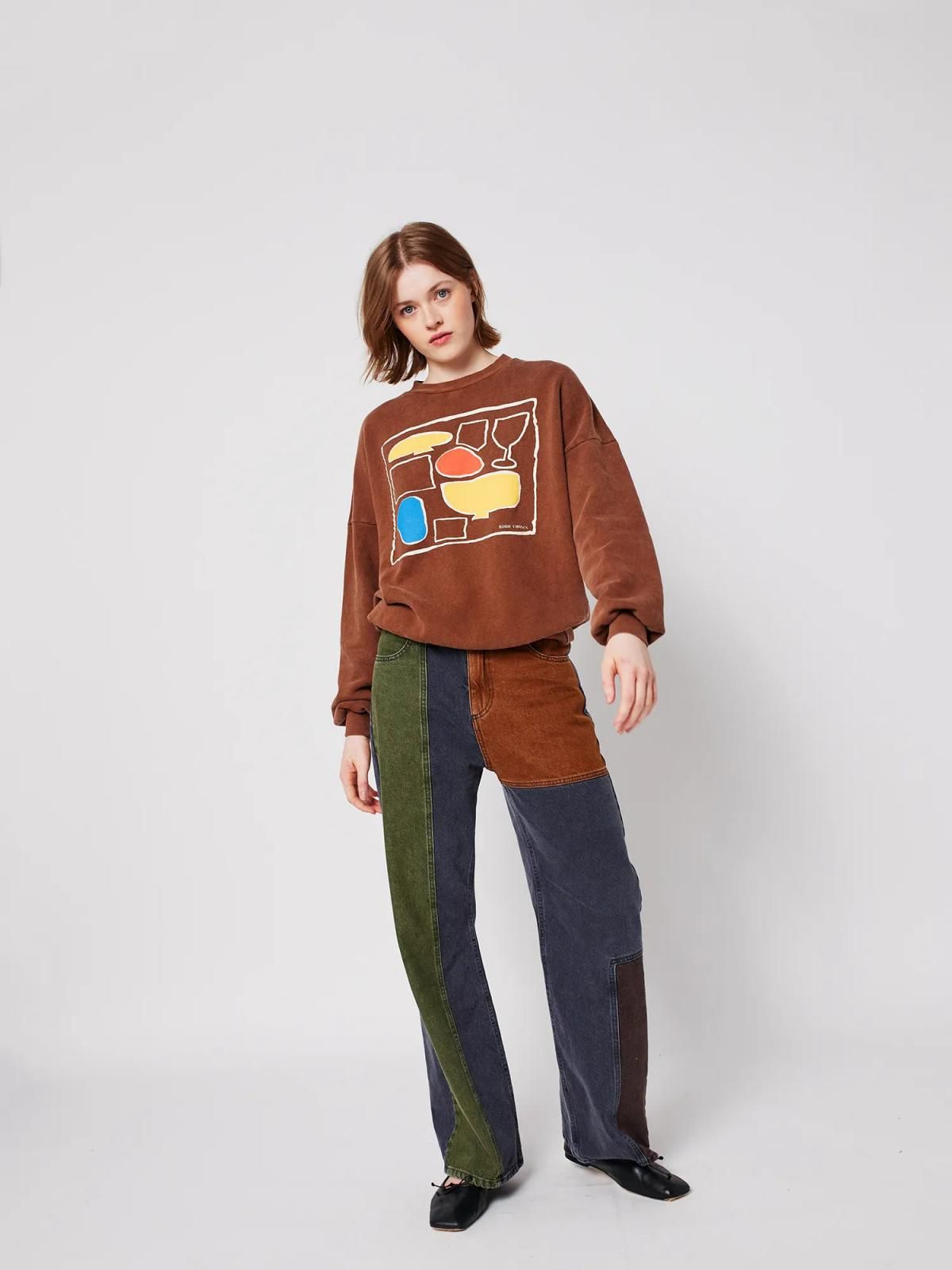 보보쇼즈 아트 그래픽 버건디 스웨트셔츠 B225AD017 ONE COLOR - 상세 이미지 4