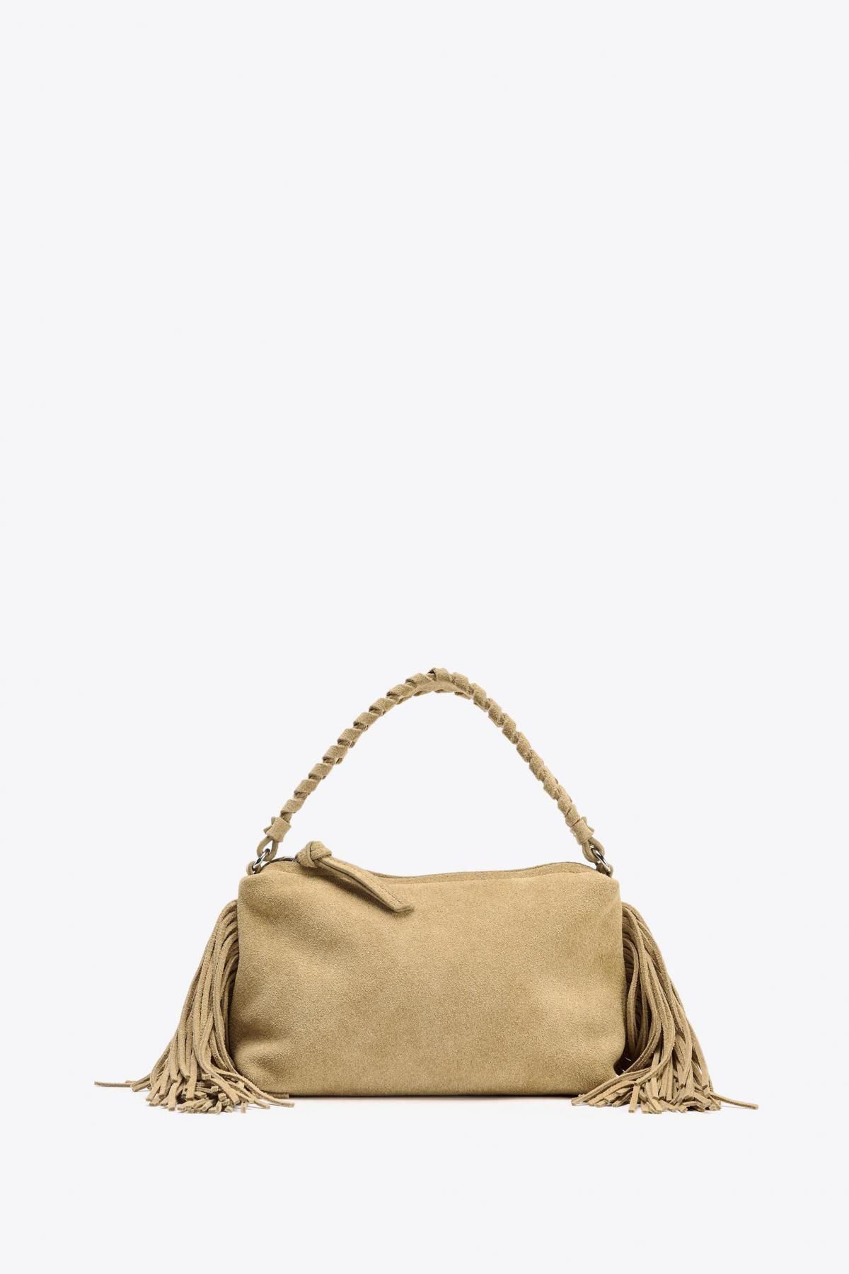 자라 프린지 미니 스웨이드 크로스 토트백 6536/610 SAND/BROWN - 상품 이미지