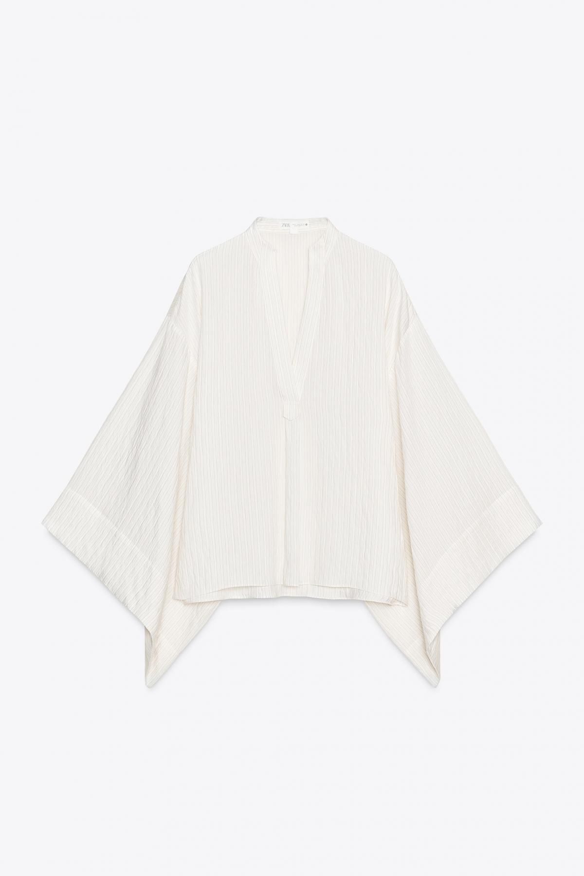 자라 미니멀 기모노핏 브이넥 라운드넥 니트 셔츠 8342/211 OYSTER-WHITE - 메인 이미지