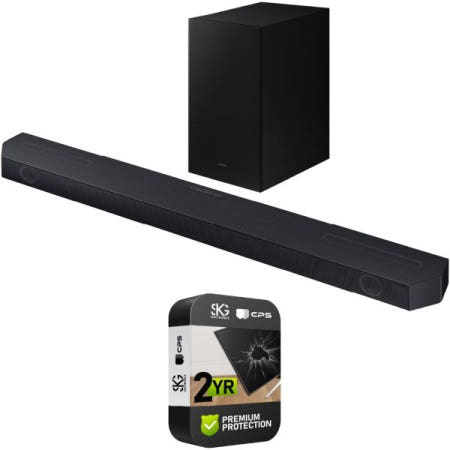 [해외]삼성 HW-Q600C Q 시리즈 3.1.2ch 무선 돌비 애트모스 사운드바(Q-심포니 포함). HW-Q600C/ZA (2024 모델) + 2년 사고 수리 계획 연장 보증