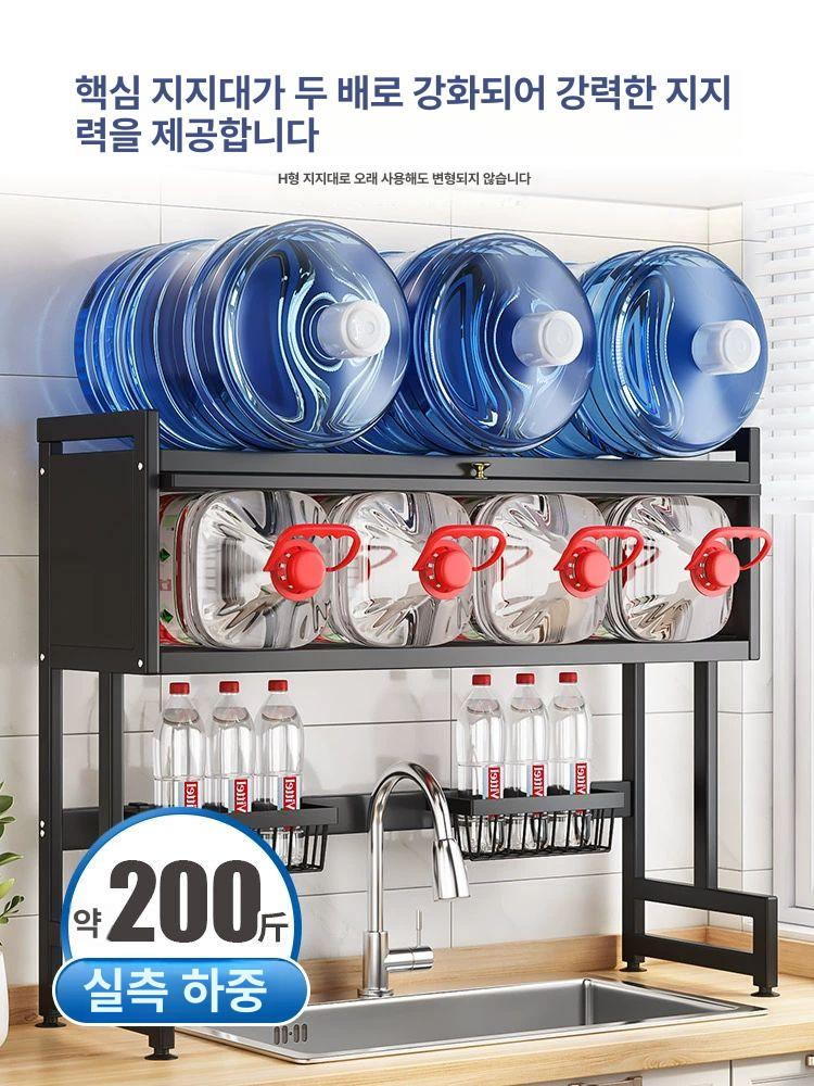 식기건조대 창문형 투명 싱크대선반 대형 도어 고정형 55cm 블랙+기본 프레임 - 상세 이미지 2