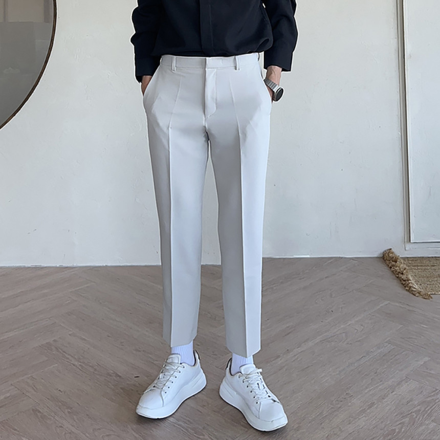 편안한 구김방지 슬림핏 슬랙스 팬츠 블랙 베이지