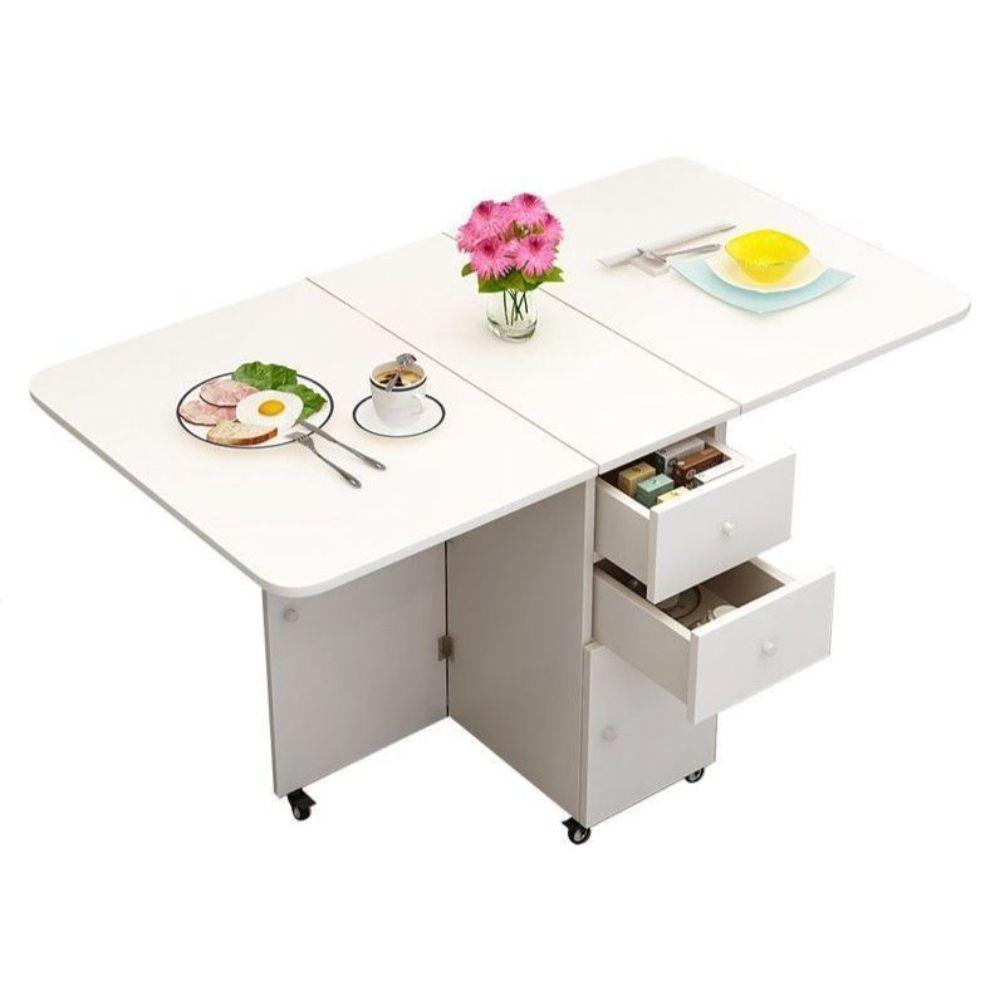 접이식 미니 식탁 폴딩 공간활용 수납형 원목 캐비닛 책상 120x60cm 화이트 - 상품 이미지
