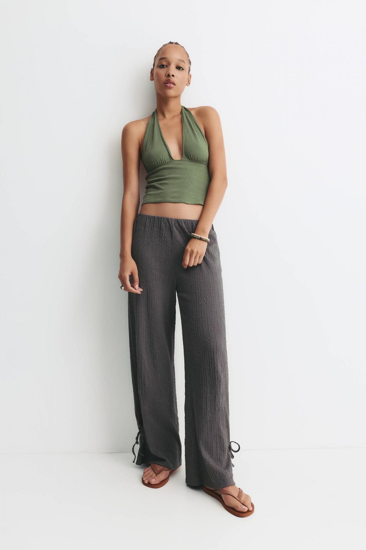 풀앤베어 내추럴 러스틱 텍스처 와이드 니트 팬츠 7675/390 ANTHRACITE GREY - 상세 이미지 3