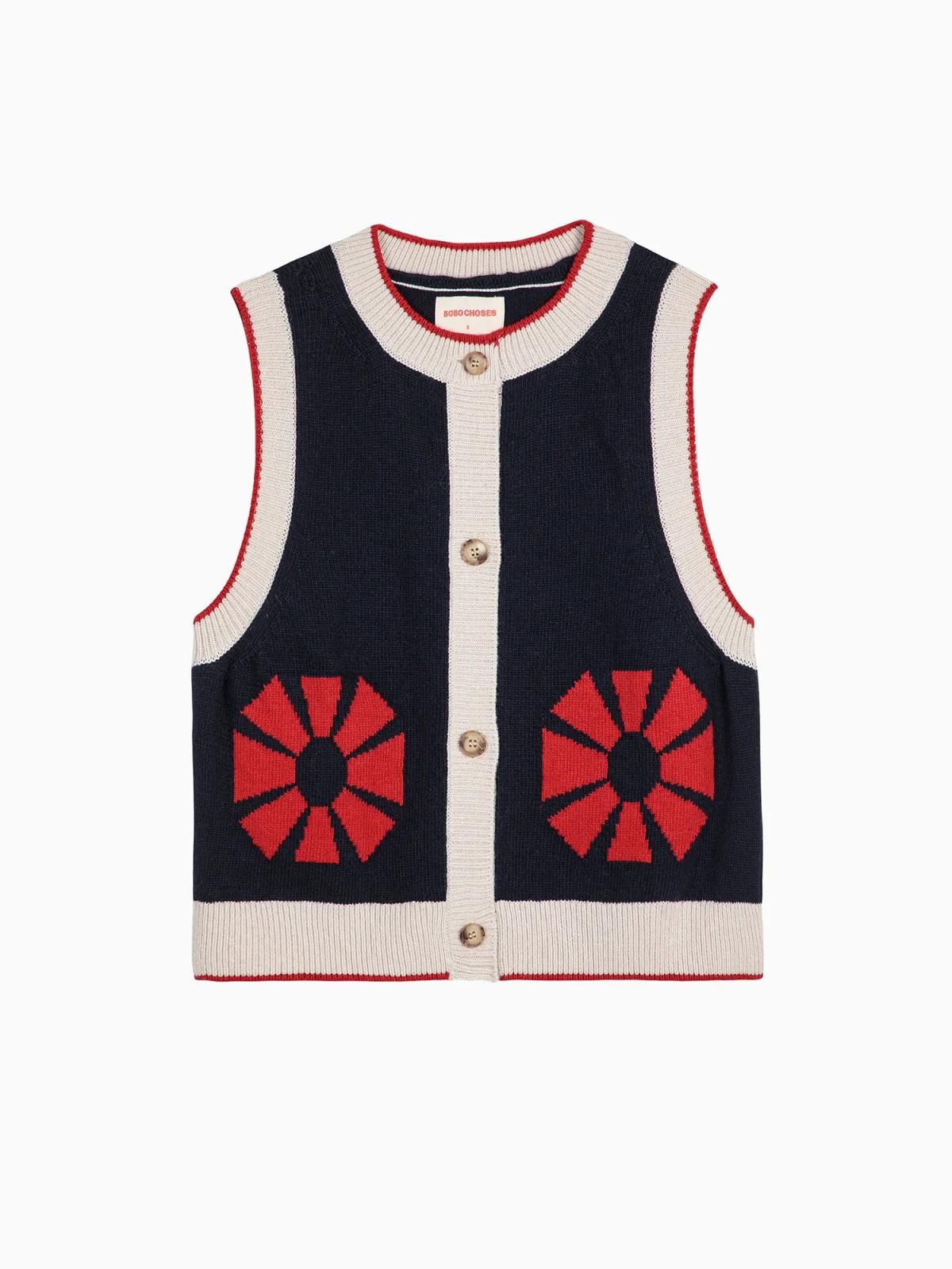 보보쇼즈 플라워 패턴 니트 베스트 B225AD062 ONE COLOR - 상품 이미지