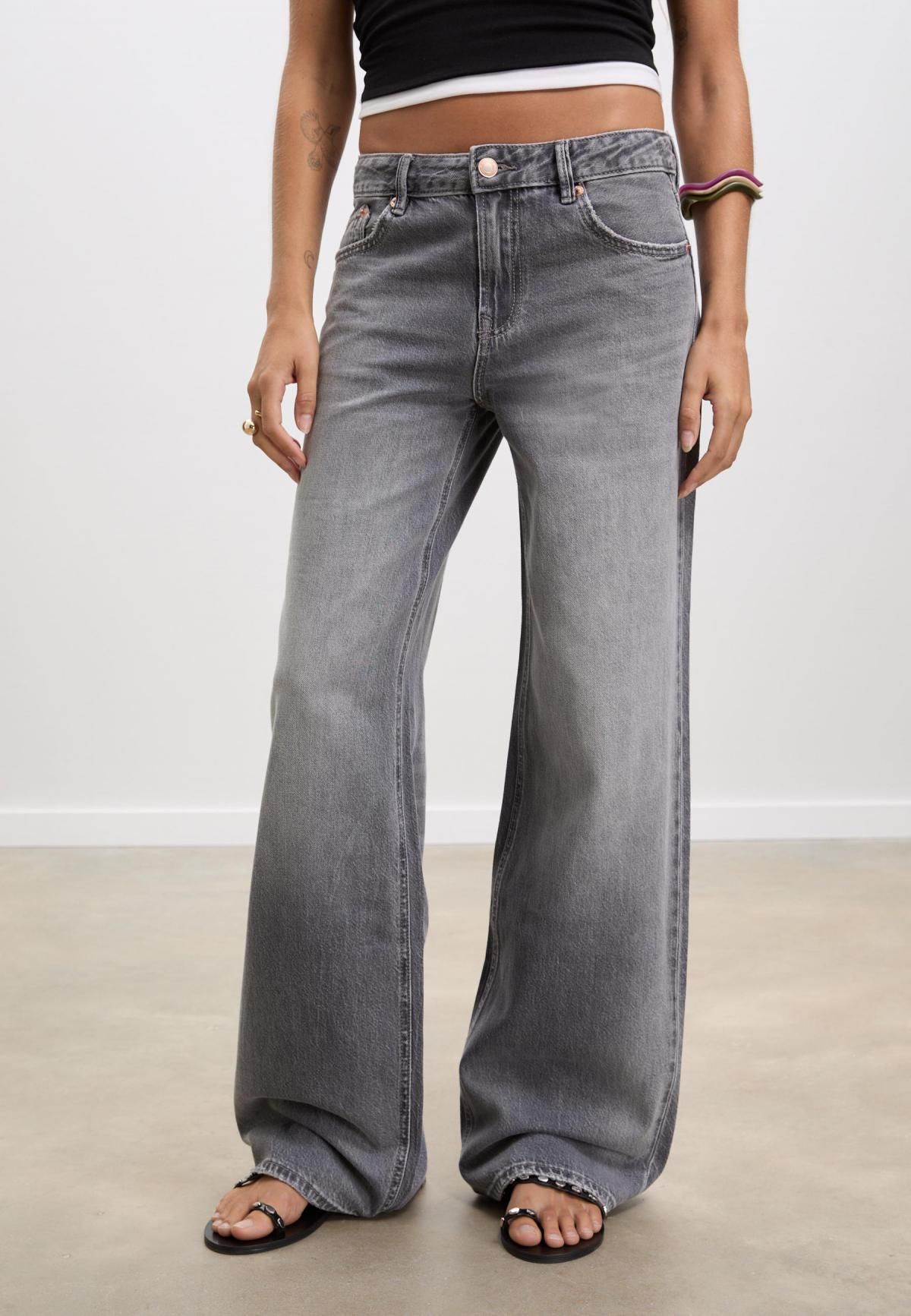 스트라디바리우스 트렌디 데님 로우 와이드핏 청바지 1441/620 GREY DENIM WASH - 상품 이미지