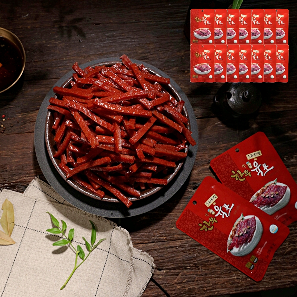 1등급 수제 한우 육포 15g 14봉 개별포장 프리미엄 시즈닝 장인 쇠고기육포 우가네