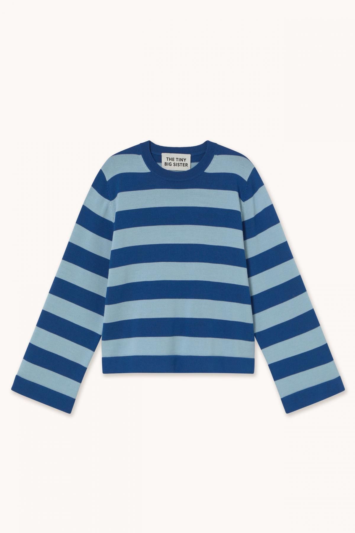 타이니코튼 블루 데님 스트라이프 라운드넥 니트 스웨터 AW25-691S31 ONE COLOR - 상품 이미지
