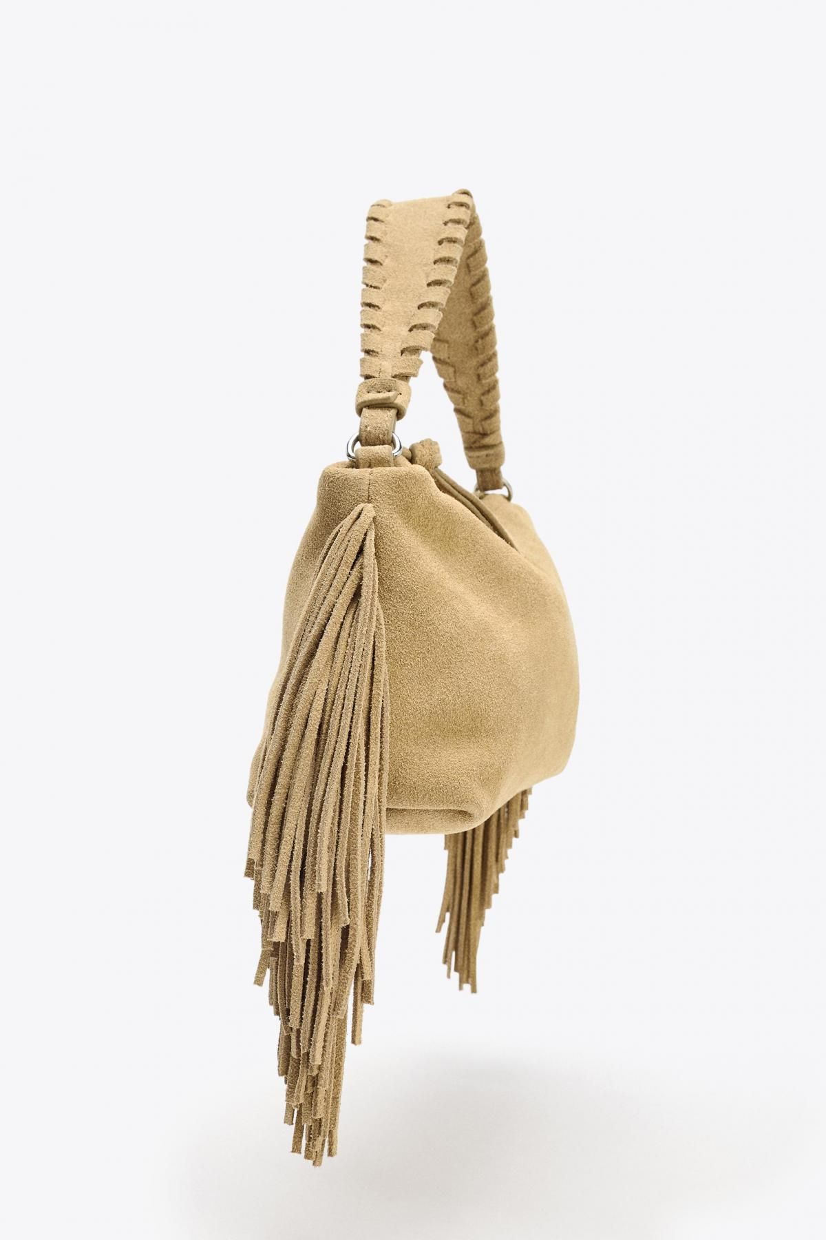 자라 프린지 미니 스웨이드 크로스 토트백 6536/610 SAND/BROWN 이미지 6