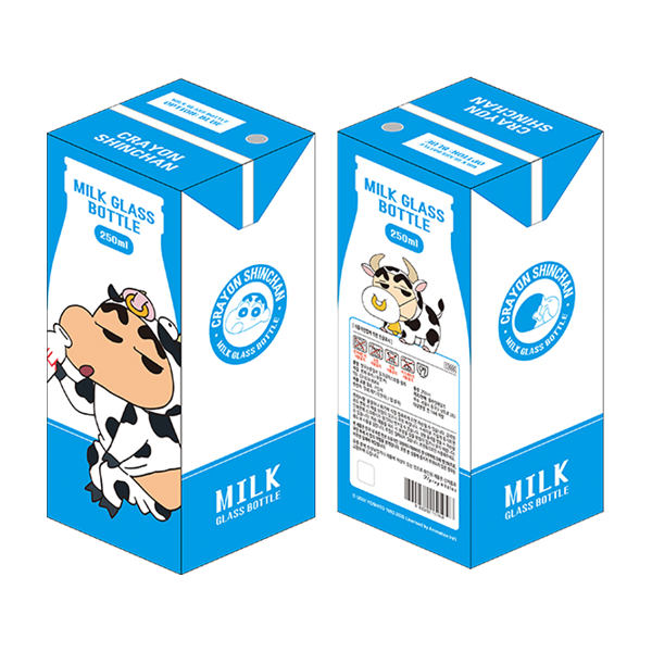 짱구 밀크 글라스 보틀 캐릭터 레드 짱구는못말려 식기 홈카페 굿즈 - 상세 이미지 4