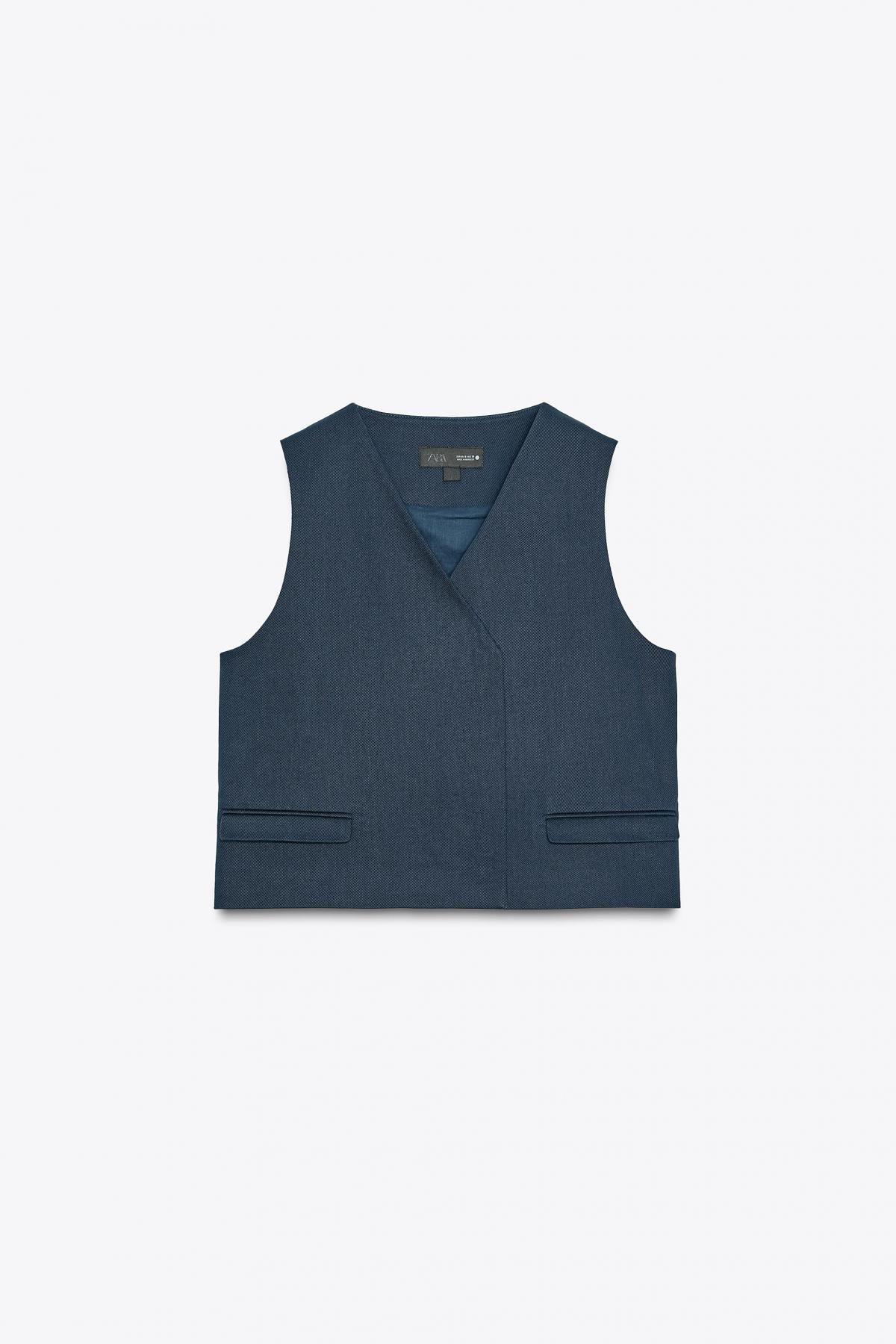 자라 테일러드 더블브레스트 베스트 7943/457 NAVY BLUE - 메인 이미지