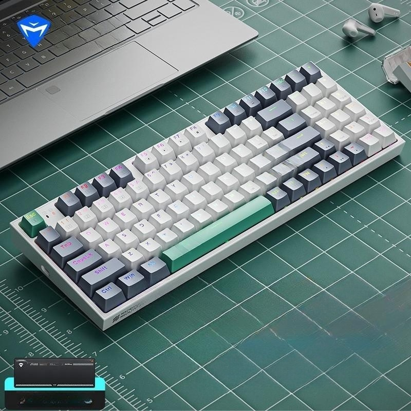 AULA F87 Pro 타란튤라 독거미 키보드 아우라 기계식 조약돌 그레이V4축 K500 화이트 그린 94키 RGB 열교체 A