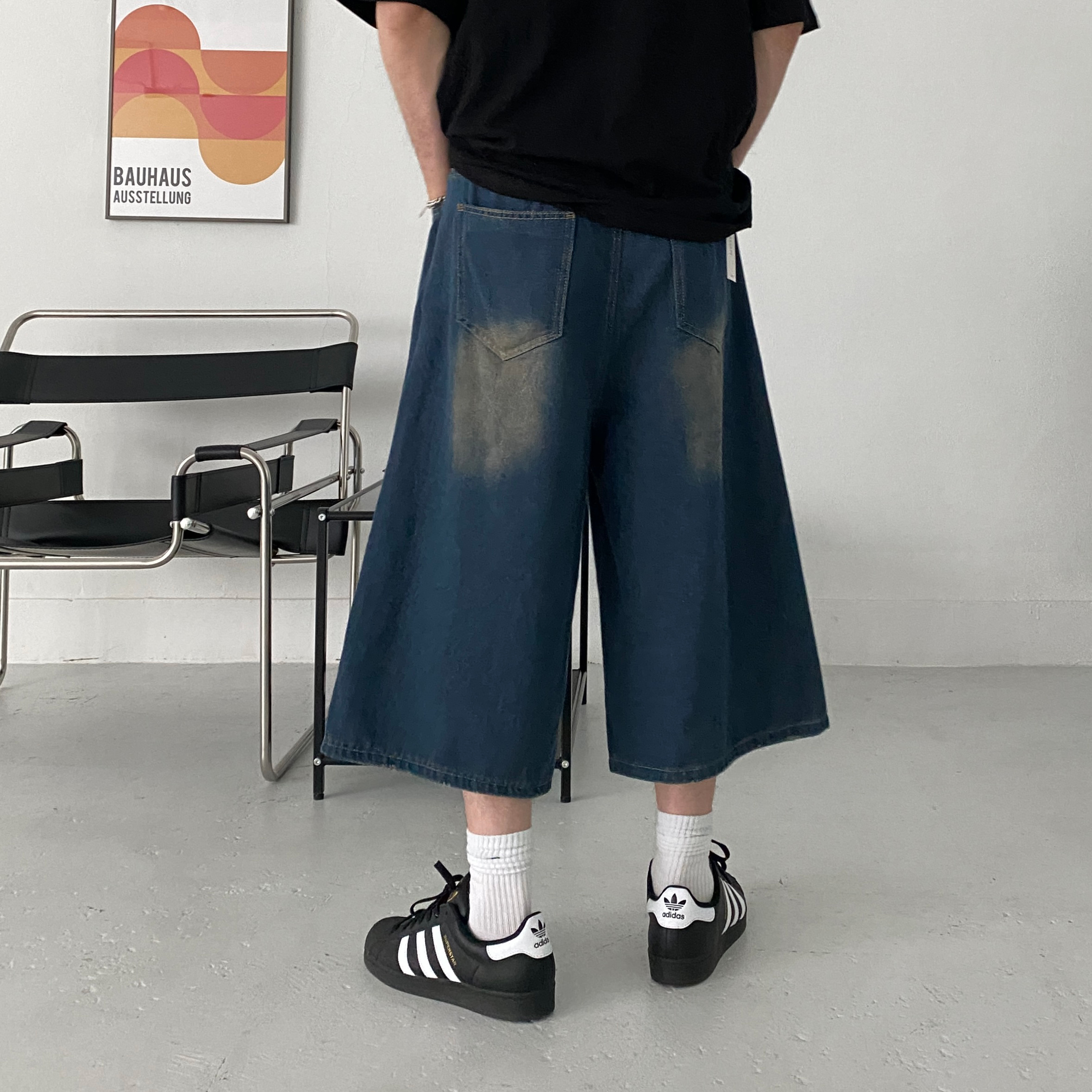 남자롱기장반바지 남자버뮤다팬츠 남성와이드반바지 - 상세 이미지 3