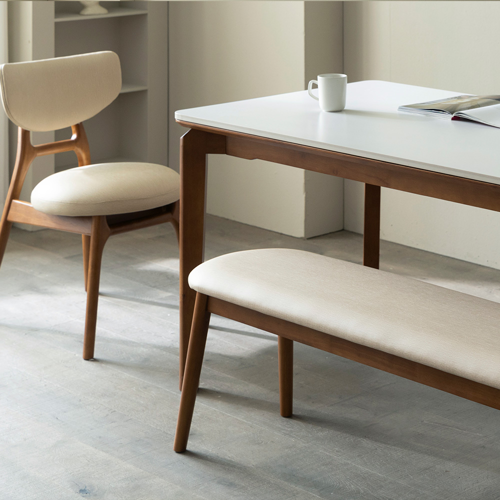 [4인 식탁] 미코하임 디에르 원목 18T 포세린 양면 세라믹 카페 식탁 테이블 1400mm, 월넛