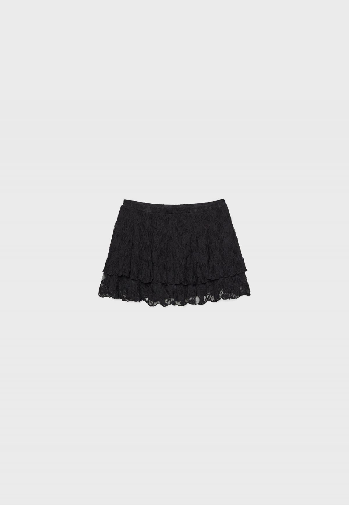 스트라디바리우스 레이스 플루이드 미니 스커트 팬츠 8407/126 BLACK - 상세 이미지 2