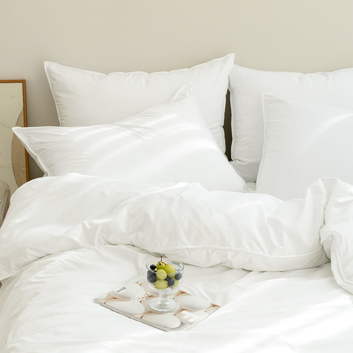 모닝 호텔침구 1인가구 자취방 보들보들 바스락 알러지케어 사계절 이불세트 화이트, Q(퀸)
