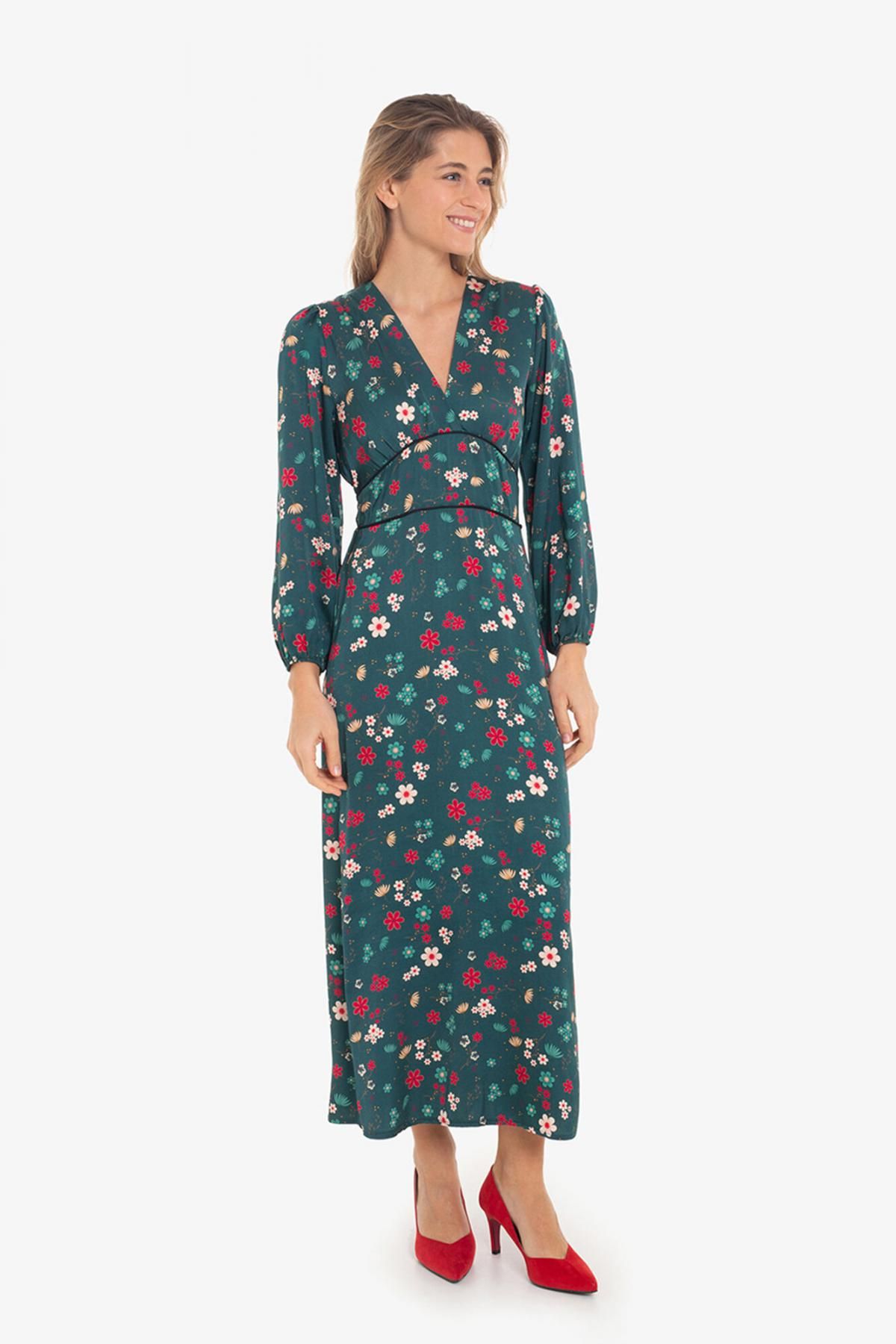 쿠플레 플라워패턴 브이넥 롱 원피스 6442280 MULTICOLOR - 상품 이미지