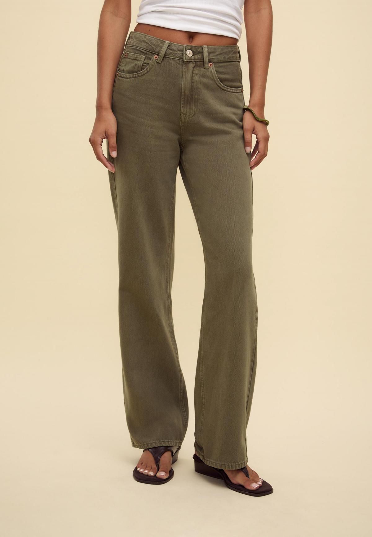 스트라디바리우스 하이웨이스트 데님 스트레이트 와이드 진 4891/820 KHAKI - 상품 이미지