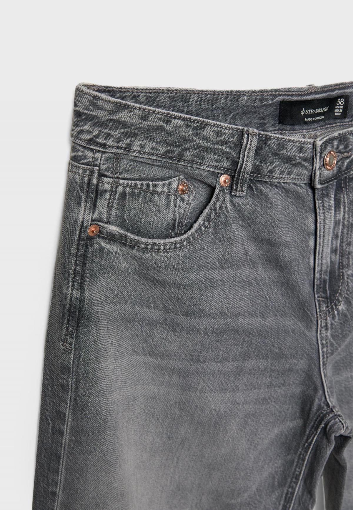 스트라디바리우스 트렌디 데님 로우 와이드핏 청바지 1441/620 GREY DENIM WASH - 상세 이미지 4