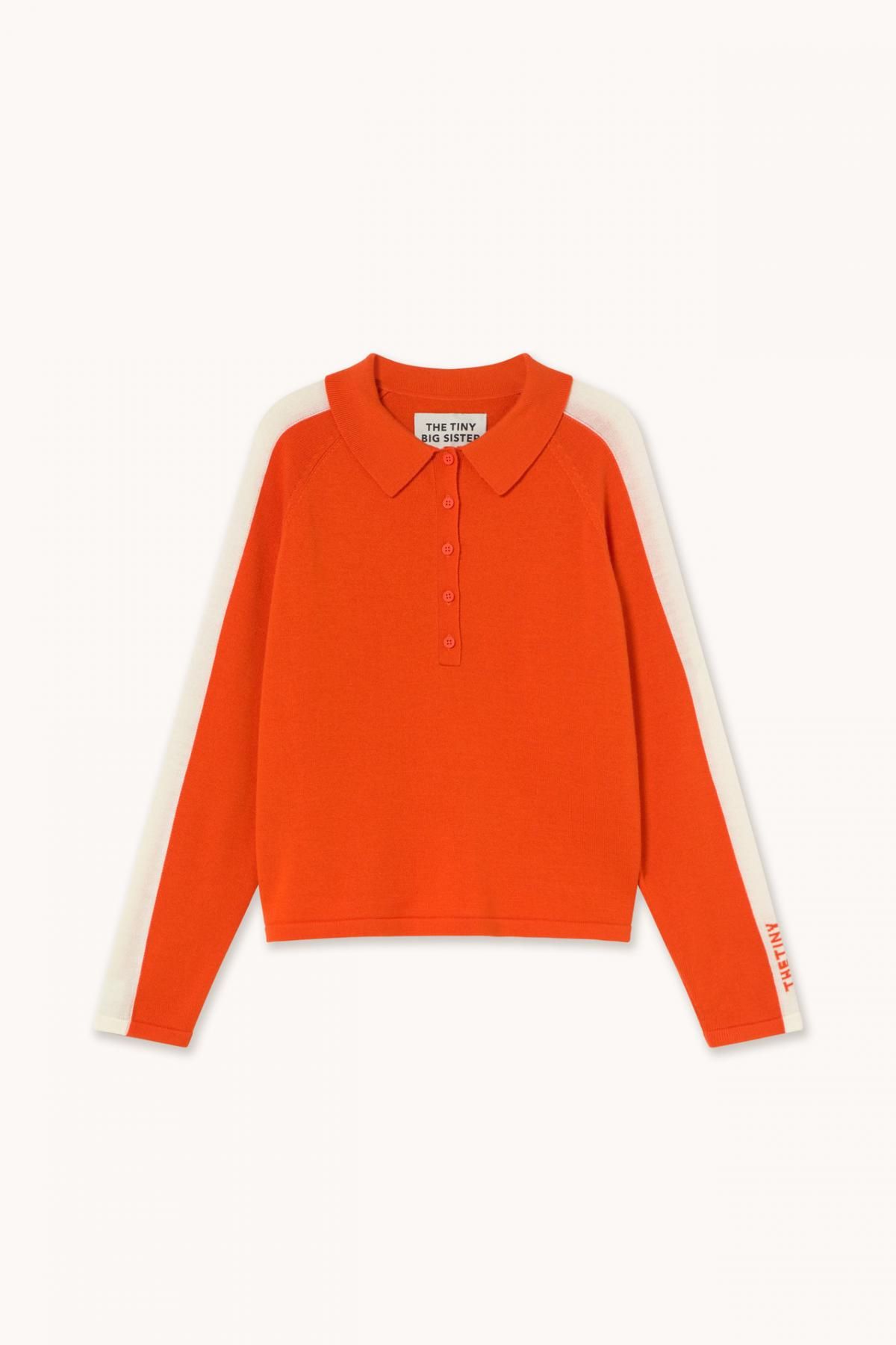 타이니코튼 오렌지 배색 긴팔 폴로 티셔츠 AW25-678J08 ONE COLOR - 상품 이미지