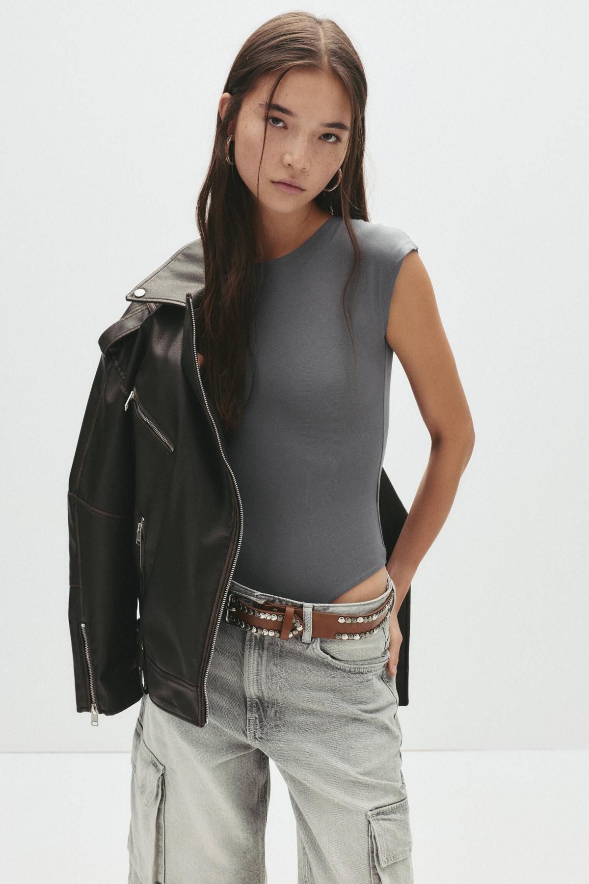 풀앤베어 베이직 라운드넥 숏슬리브 바디수트 7152/349 MEDIUM GREY - 상세 이미지 2
