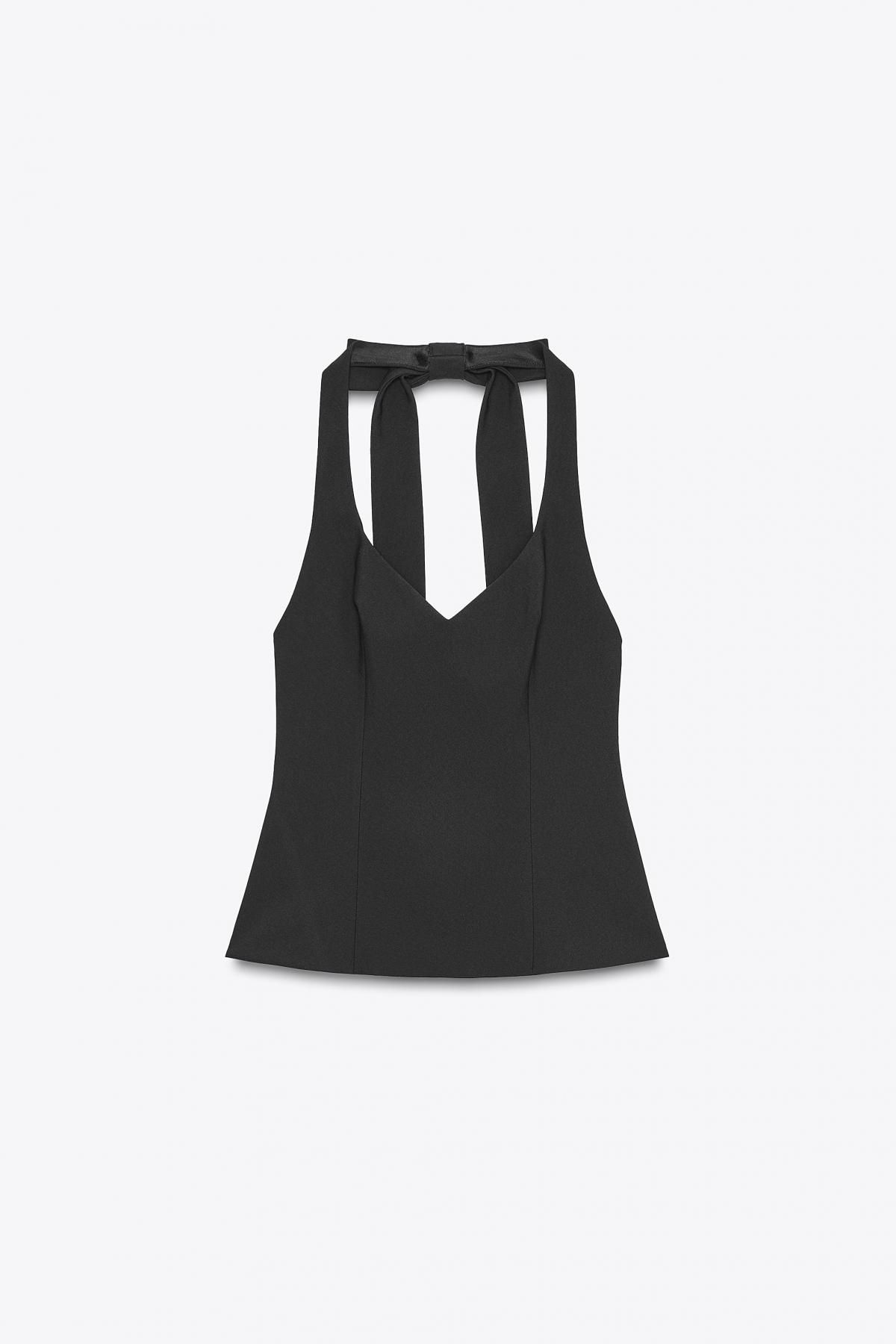 자라 백리본 홀터넥 브이넥 슬리브리스 탑 7966/889 BLACK - 메인 이미지