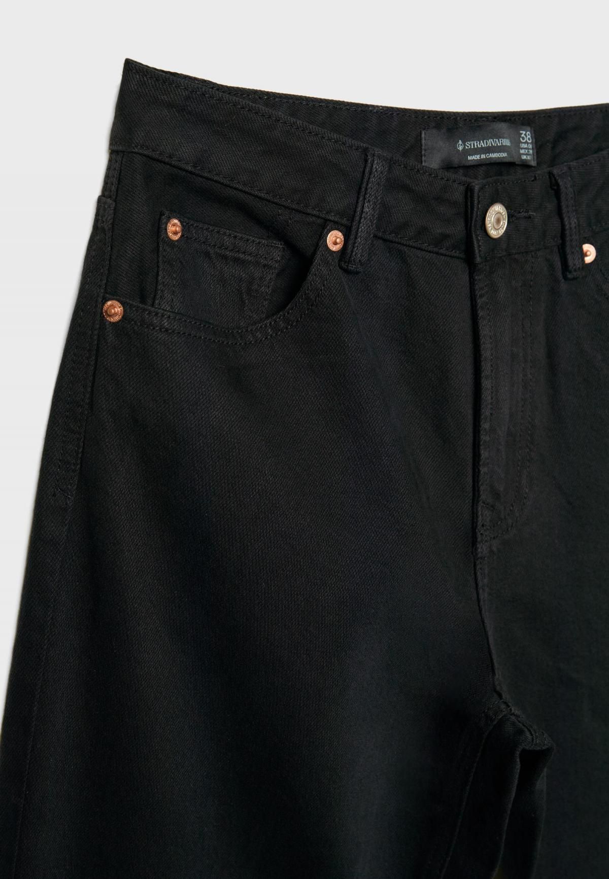 스트라디바리우스 하이웨이스트 와이드핏 블랙 데님 팬츠 4891/820 BLACK - 상세 이미지 3