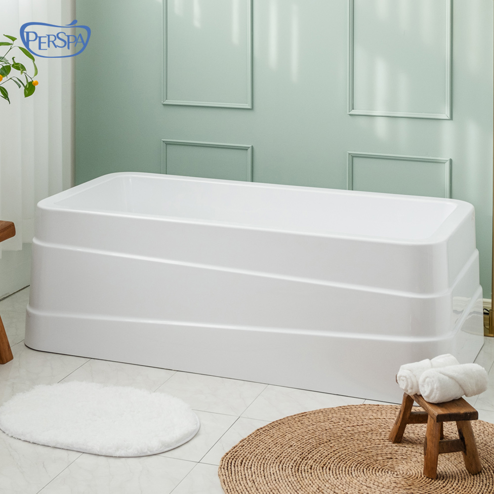 [덮개포함] 퍼스파 솔리드 아크릴 스트라이프 이동식 욕조 1인용 1300 프리스탠딩 일체형