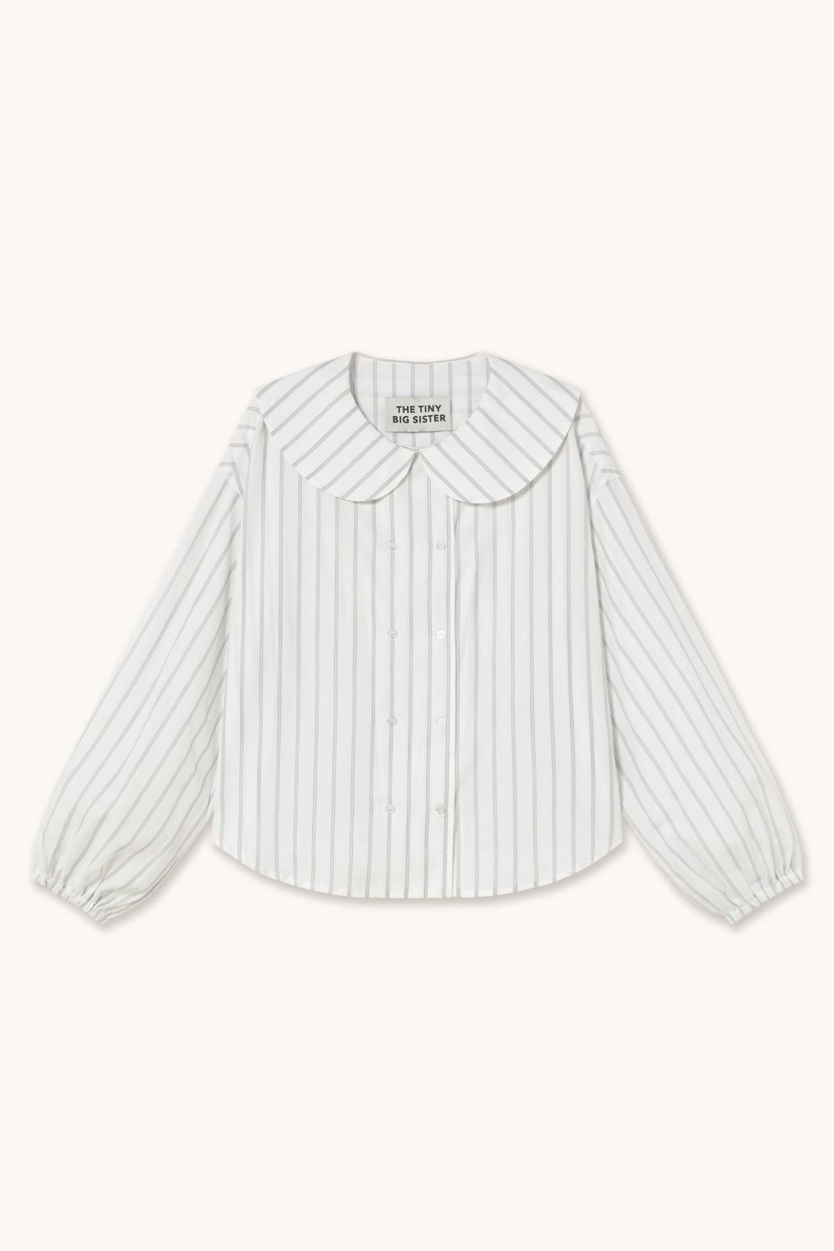 타이니코튼 화이트 스트라이프 피터팬 칼라 블라우스 AW25-622104 ONE COLOR - 메인 이미지