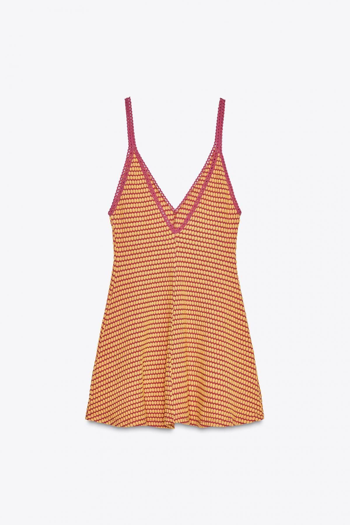 자라 자카드 브이넥 스트랩 미니 원피스 4770/802 PINK - 상세 이미지 5